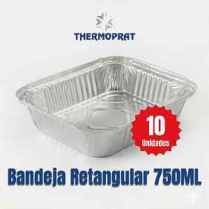 Bandeja Marmitex Retangular de Alumínio 750 ml Thermoprat c/ 10 Unidades