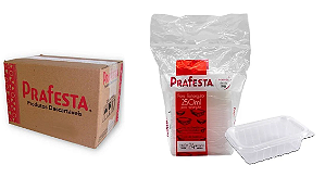 Pote P.P Retangular 250ml  Prafesta Caixa c/ 6x24 Un. - Vai ao Freezer e Micro ondas