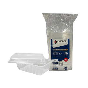 Embalagem Pote Retangular 500ml Freezer e Microondas Copaza 25 Unidades