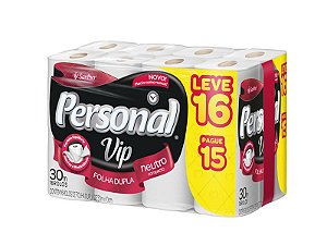 Papel Higiênico Personal Vip Folha Dupla Fardo c/ 16 Rolos Un.