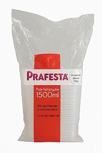 Pote c/ Tampa 1.500ml Retangular c/ 10 und. - Prafesta