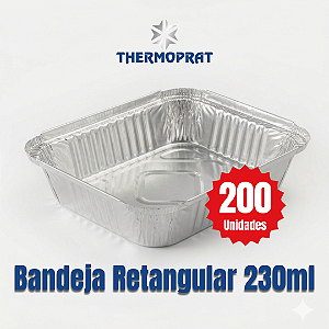 Bandeja Marmitex Retangular de Alumínio 230 ml Thermoprat Cx c/ 200 Unidades