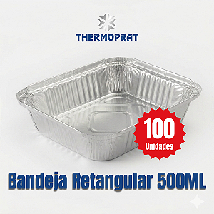 Bandeja Marmitex Retangular de Alumínio 500 ml Thermoprat Cx c/ 100 Unidades