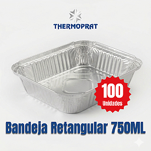 Bandeja Marmitex Retangular de Alumínio 750 ml Thermoprat Cx c/ 100 Unidades