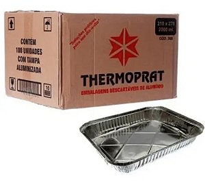 Bandeja/ Marmitex de Aluminio 2.000ml Thermoprat c/100 Un.