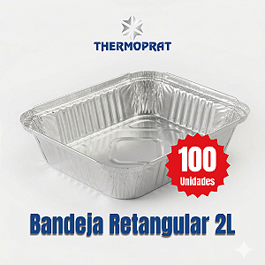 Bandeja Marmitex Retangular de Alumínio 2000 ml Thermoprat Cx c/ 100 Unidades