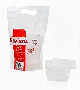 Pote c/ Lacre 600ml Quadrado Prafesta - c/ 10 und