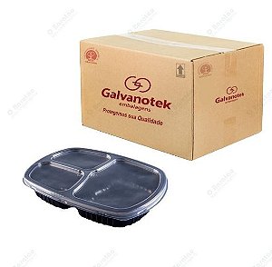 Embalagem Preta G 331 c/3 Divisórias 850ml Galvanotek c/100 Un.