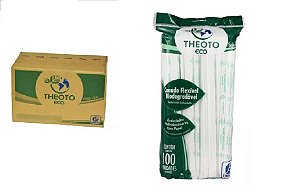 Canudo Flexível Biodegradável Theoto Caixa c/20x100 Un.