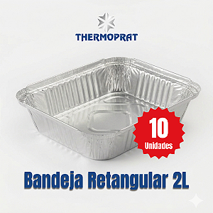 Bandeja Marmitex Retangular de Alumínio 2000 ml Thermoprat c/ 10 Unidades