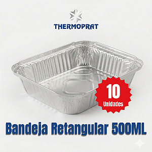 Bandeja Marmitex Retangular de Alumínio 500 ml Thermoprat c/ 10 Unidades