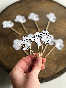 Palito Decorativo Halloween Fantasma c/ 12 Un.
