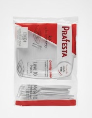 Kit Churrasco Quadrado Branco Prafesta - 10 pratos/facas/garfos