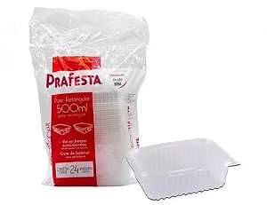 Pote P.P Retangular 500ml Prafesta c/ 24 Un.  Vai ao Freezer e Micro ondas