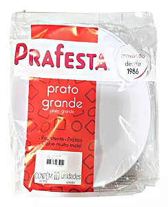 Prato em Acrílico Oval Grande Branco Prafesta c/ 10 Un.