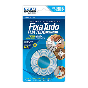 Fita Dupla Face Espuma Fixa Tudo Tekbond 19x1,5mts Un.