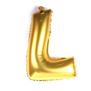 Balão Laminado Letra ''L'' Dourado C/ 40 Cm