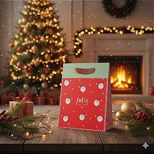 Caixa Feliz Natal New Plus -18x7,5x24 cm