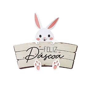 PLACA DE MDF FELIZ PASCOA UN.