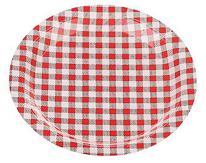 PRATO PAPEL JUNINO XADREZ VERMELHO C/ 10 UN.