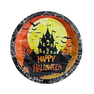 PRATO PAPEL HALLOWEEN CASTELO C/ 10 UN.