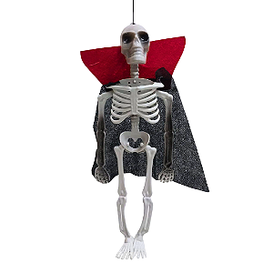 ENFEITE ESQUELETO DRACULA HALLOWEEN 33CM