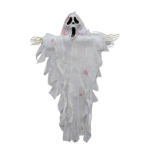 ENFEITE FANTASMA PANICO BRANCO HALLOWEEN 46CM