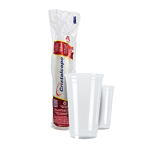 Copo Descartável Resistente PP Transparente 550ml Cristalcopo 50 Unidades