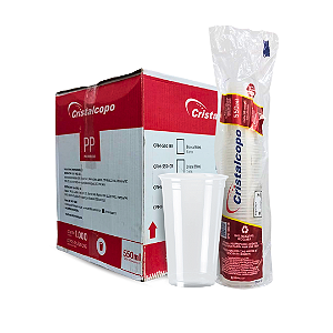 Copo Descartável 550ml Resistente PP Transparente Cristalcopo Caixa com 1000 Unidades