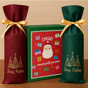 Saco TNT para Garrafa 'Boas Festas' - 40X16 cm
