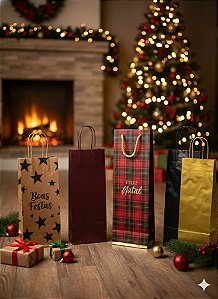 Sacola De Natal Para Garrafa de Vinho/Champanhe und.