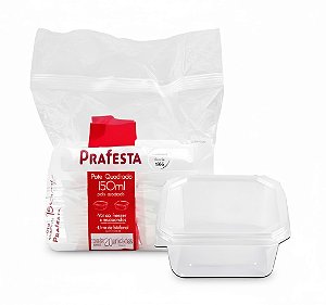 Pote c/ Tampa 150ml Quadrado Prafesta - c/ 20 und.