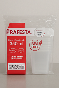 Pote c/ Tampa 350ml Quadrado Prafesta - c/ 20 und.