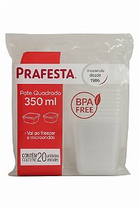 Pote c/ Tampa 350ml Quadrado Prafesta - c/ 20 und.