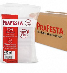Caixa Pote c/ Lacre 400ml Quadrado Prafesta - c/ 200 und.