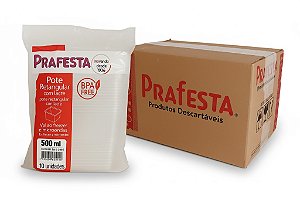 Caixa Pote c/ Lacre 500ml Retangular Prafesta - c/ 200 und.