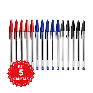 Caneta Esferográfica Bic Cristal 5 Unidades
