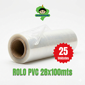 Bobina Rolo Plastico PVC 28cm x 100m 25 unidades