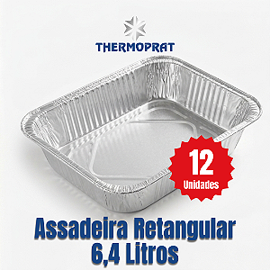 Assadeira de Alumínio Retangular 6400 ml Thermoprat Cx c/ 12 Unidades
