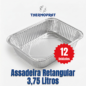 Assadeira de Alumínio Retangular 3750 ml Thermoprat Cx c/ 12 Unidades