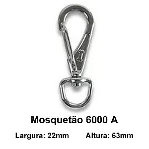 Mosquetão para Coleira pequena com argola modelo 6000-A Niquelado