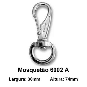 Mosquetão para Coleira média com argola modelo 6002-A Niquelado
