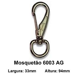 Mosquetão para Coleira grande com argola modelo 6003-AG Niquelado