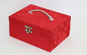 Porta Joia cartonado em tecido Vermelho