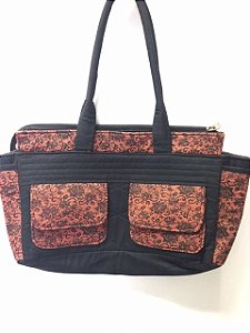 Bolsa em Tecido preto com vermelho