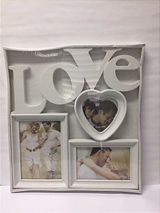 Porta retrato branco Love 3 Fotos