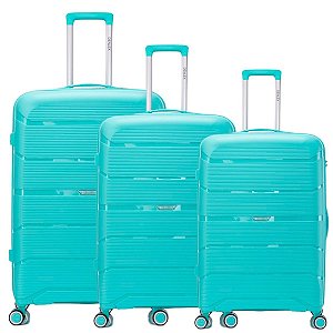 Conjunto Malas de Viagem Pequena Média e Grande 4 Rodas 360