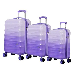 Kit Mala De Viagem 3 Peças Bordo Abs 360º Reforçado