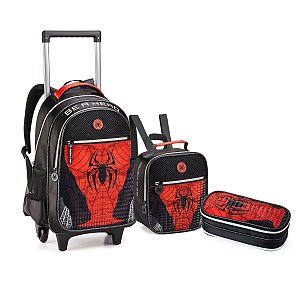 Kit Mochila Rodinha Para Meninos Super Spider Aranha Escolar