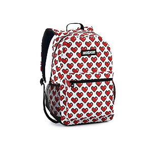 Mochila Costas Juvenil Coração Margaridas Escolar Feminina